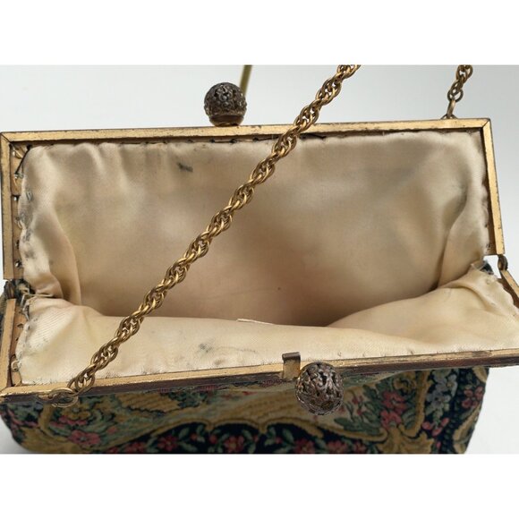 Vintage Walborg Made In France Handbag Tapestry Purse With Chain Strap & Scenic - Picture 9 of 13